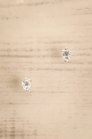 Aias Silver | Textured Stud Earrings w/ Crystal