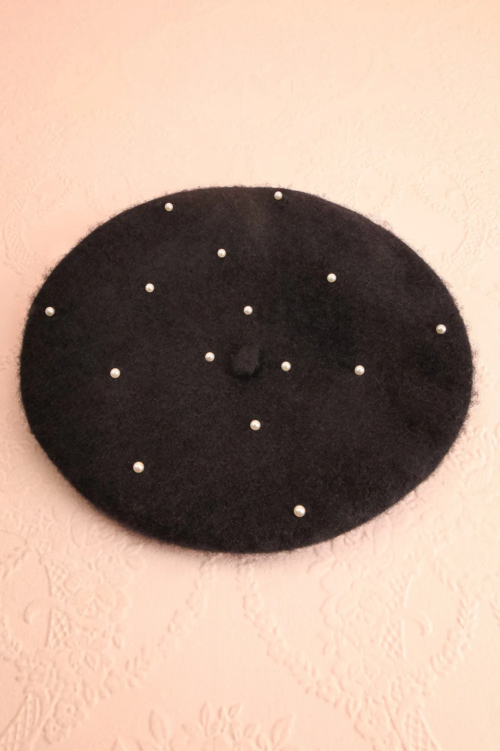 Amarantha | Black Beret w/ Pearls