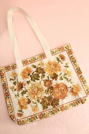 Annette | Vintage Floral Pattern Tote Bag