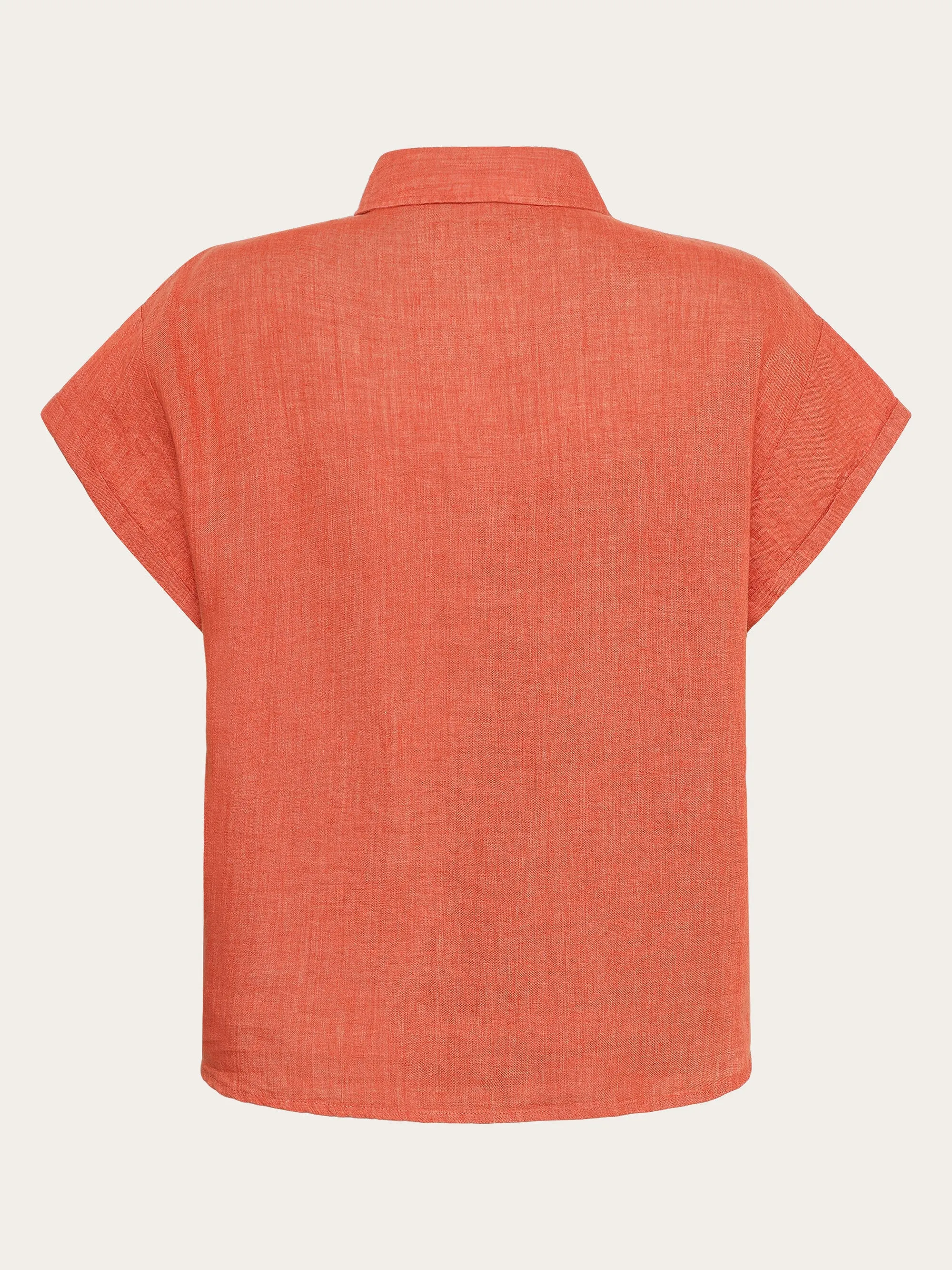 ASTER fold up short sleeve linen shirt - Langoustino Knowledge Cotton