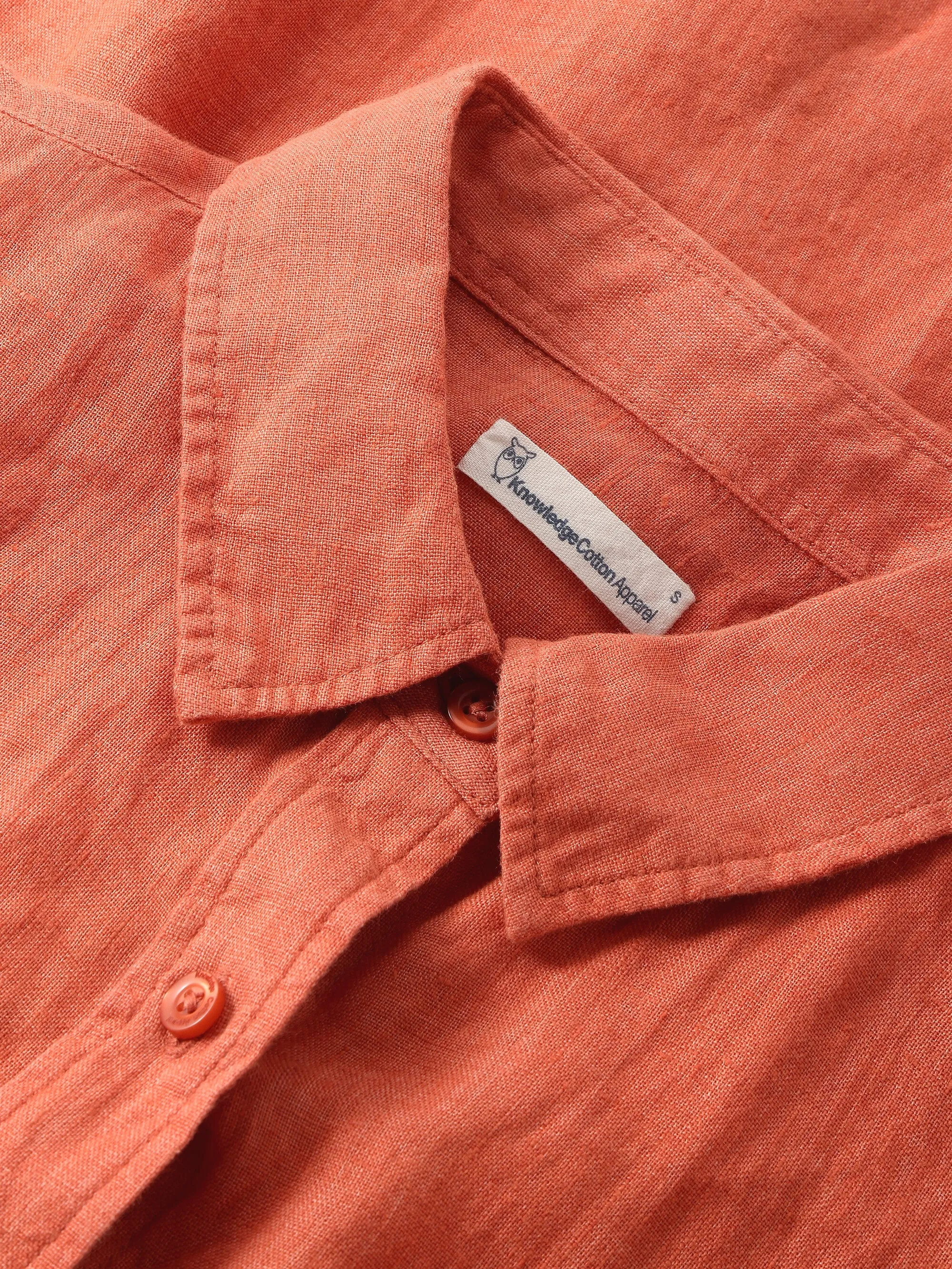 ASTER fold up short sleeve linen shirt - Langoustino Knowledge Cotton