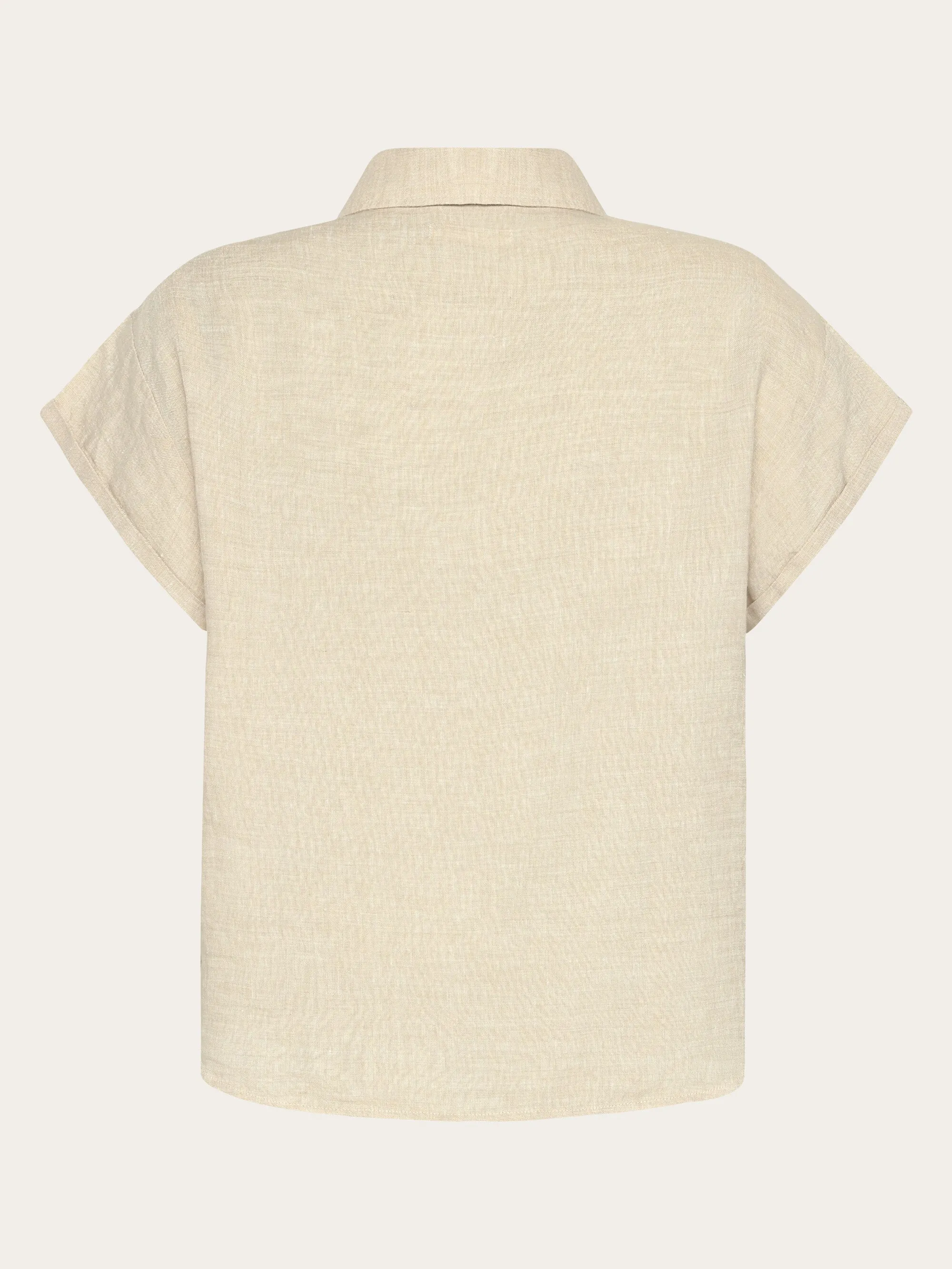 ASTER fold up short sleeve linen shirt - Yarndyed - Light feather gray Knowledge Cotton