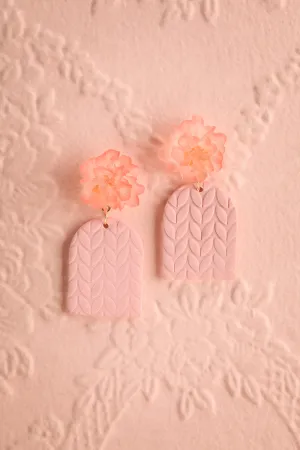 Auranis Pink | Floral Pendant Earrings