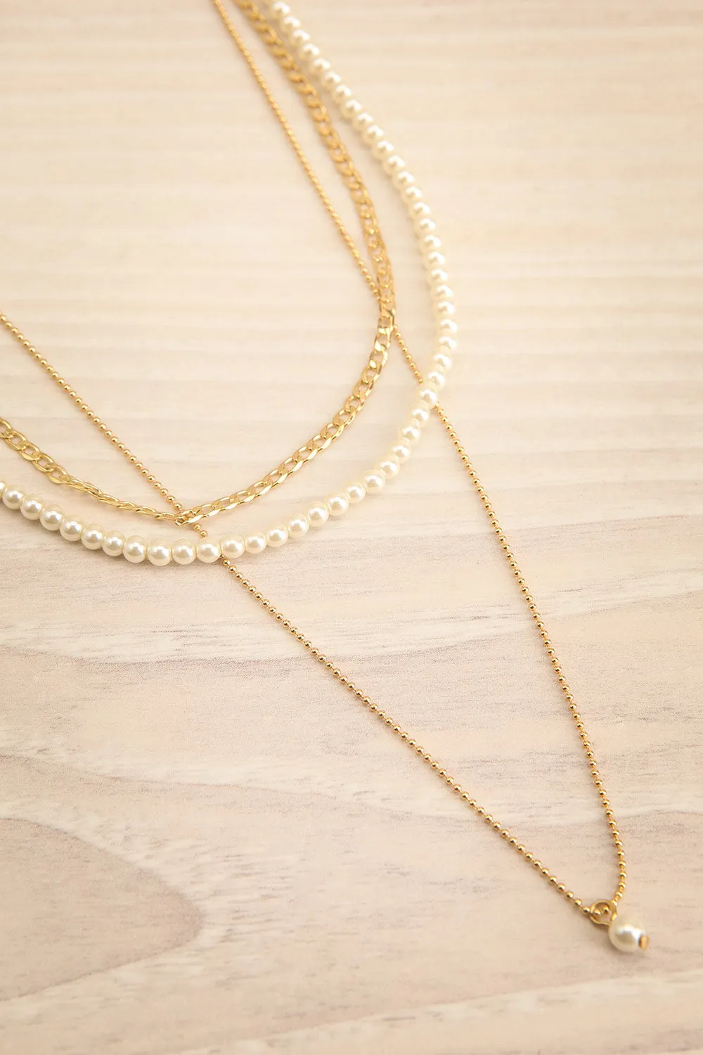 Bao Gold | 3-in-1 Layered Chain Necklace w/ Pearls