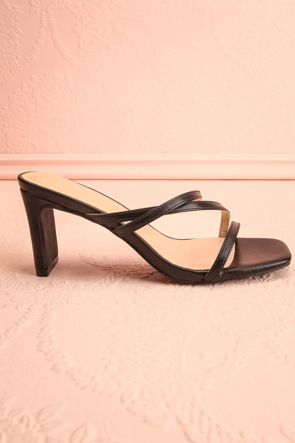 Baobab Black | Strappy Mid Heel Sandals