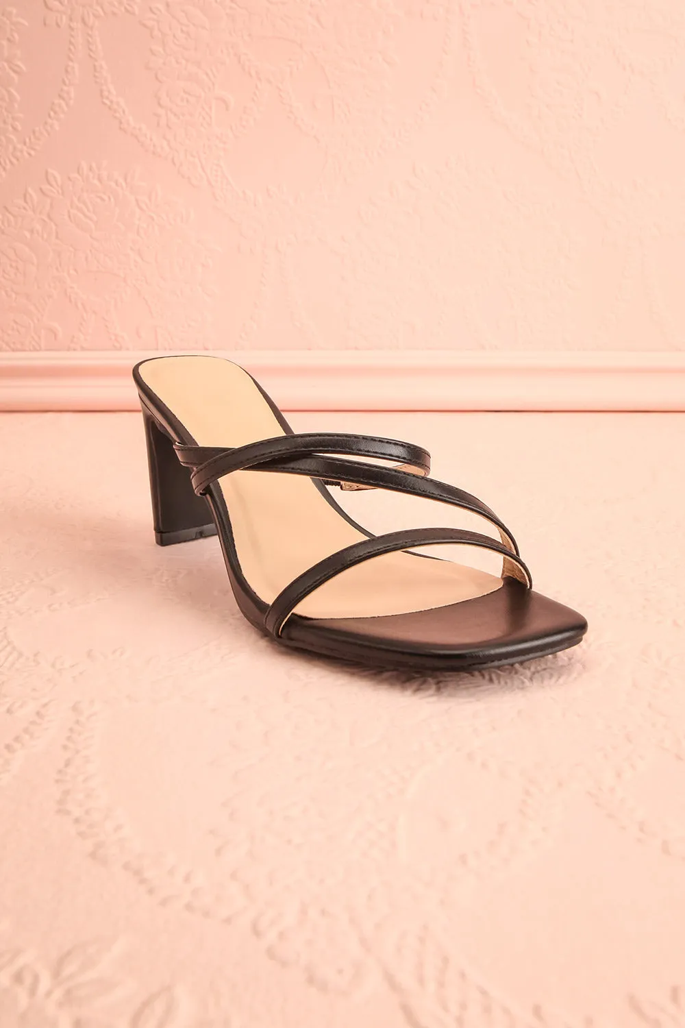 Baobab Black | Strappy Mid Heel Sandals