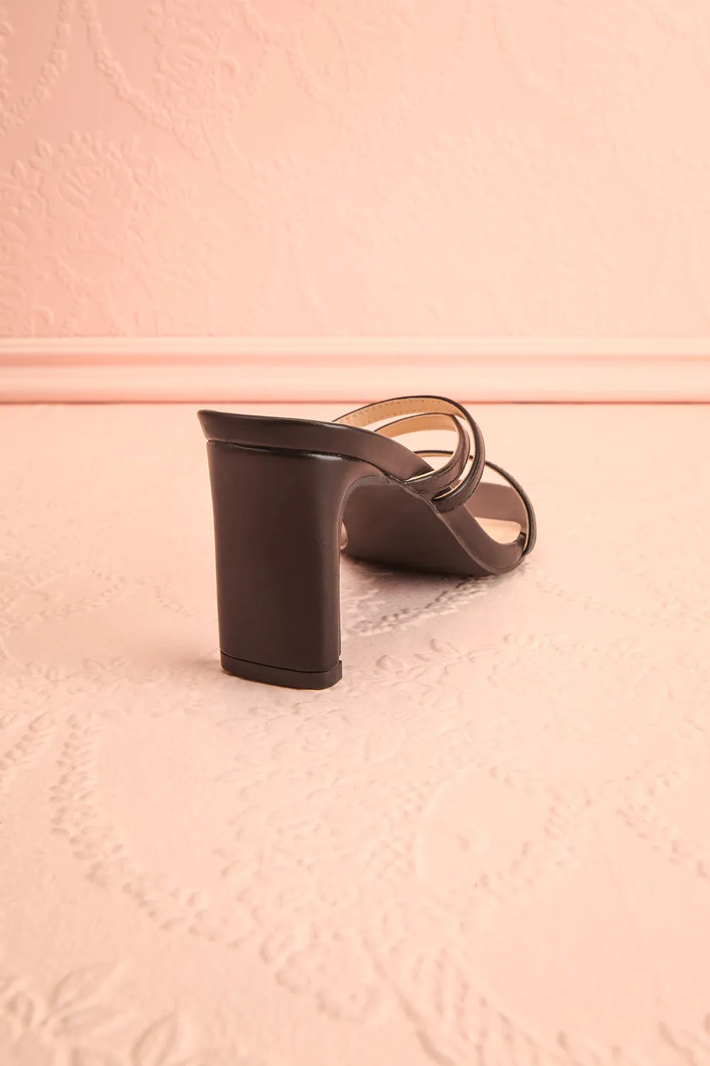Baobab Black | Strappy Mid Heel Sandals