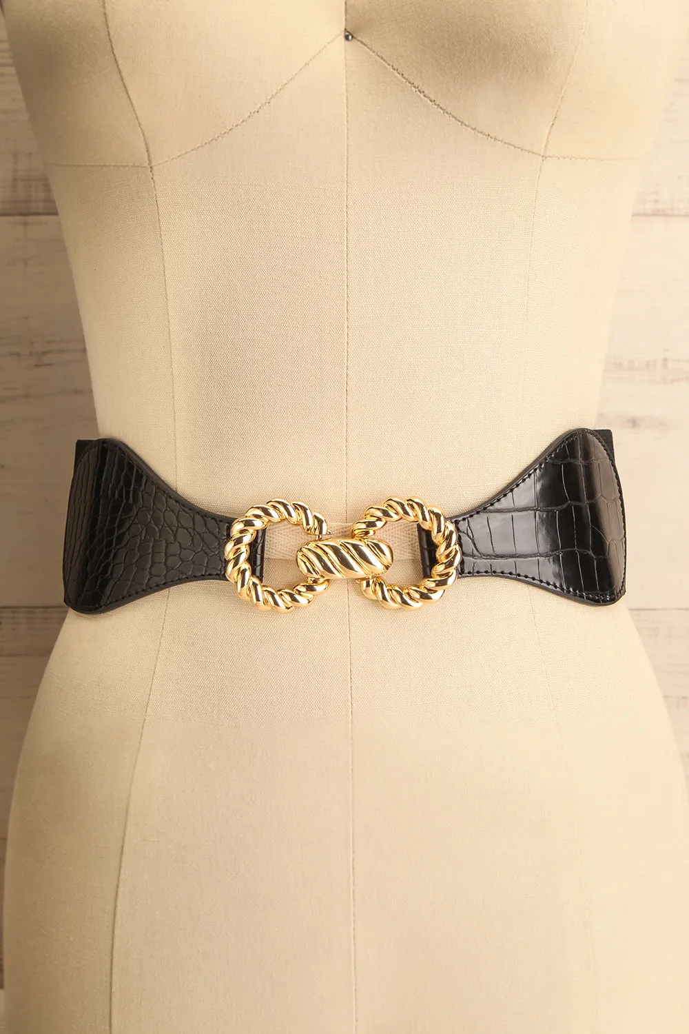 Barnet Gold | Wide Elastic Belt w/ Textured Buckle