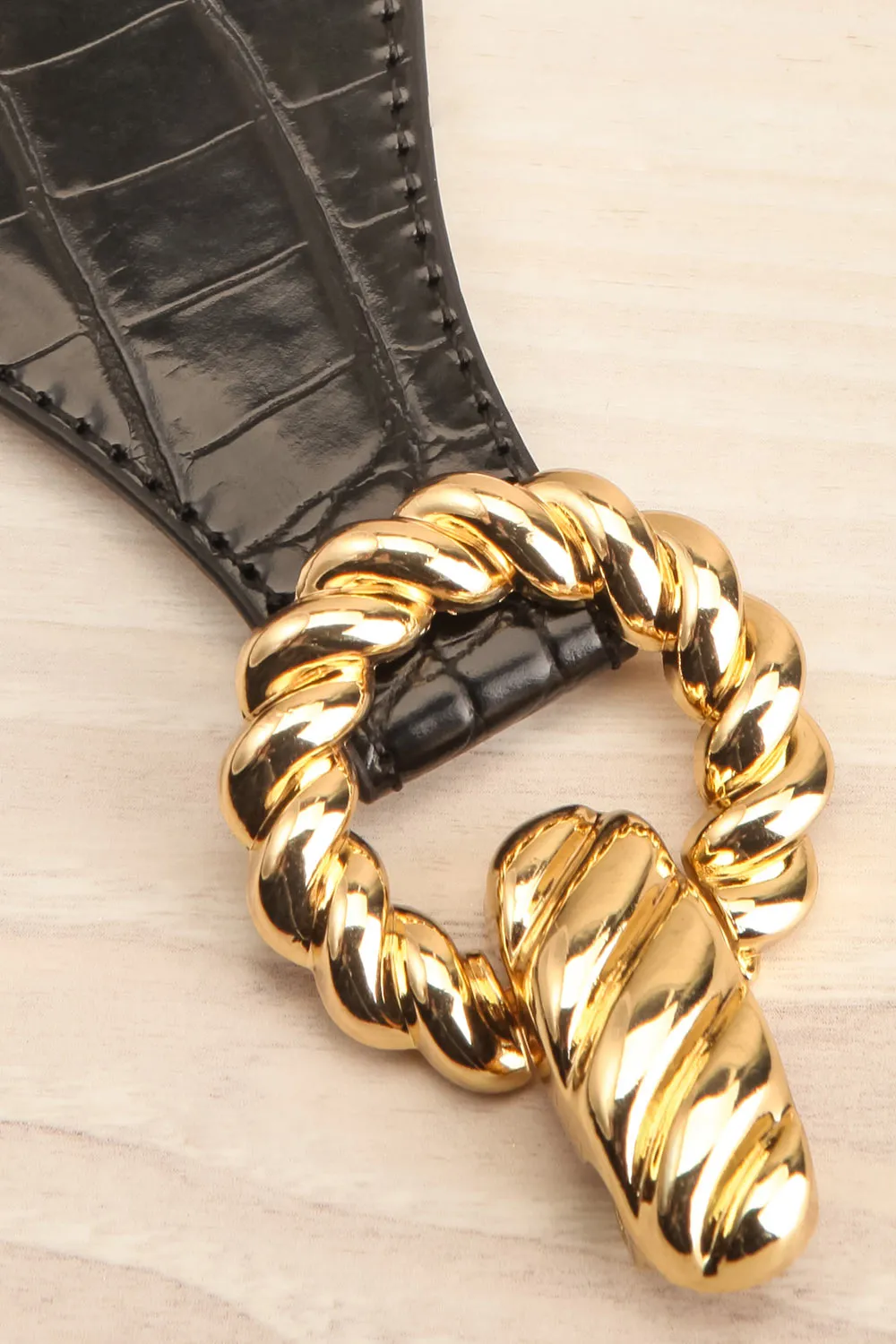 Barnet Gold | Wide Elastic Belt w/ Textured Buckle