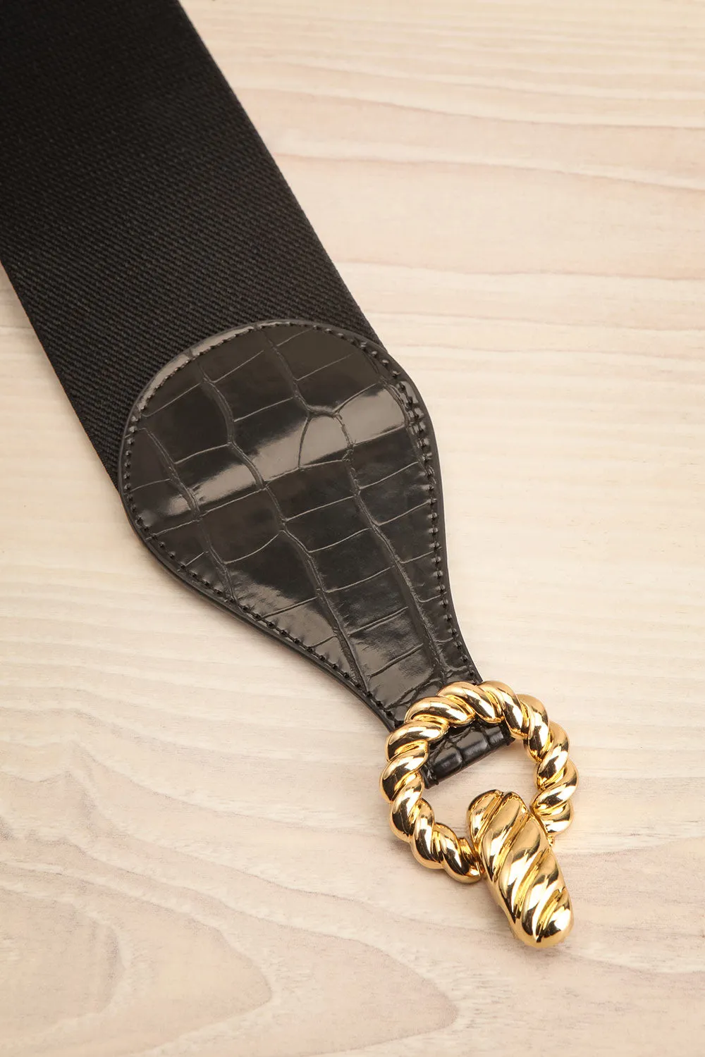 Barnet Gold | Wide Elastic Belt w/ Textured Buckle