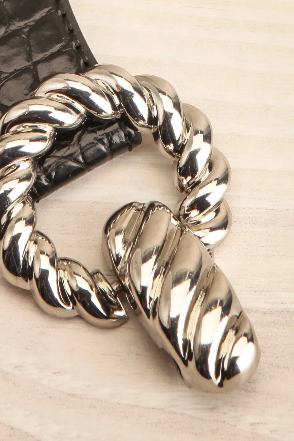 Barnet Silver | Wide Elastic Belt w/ Textured Buckle