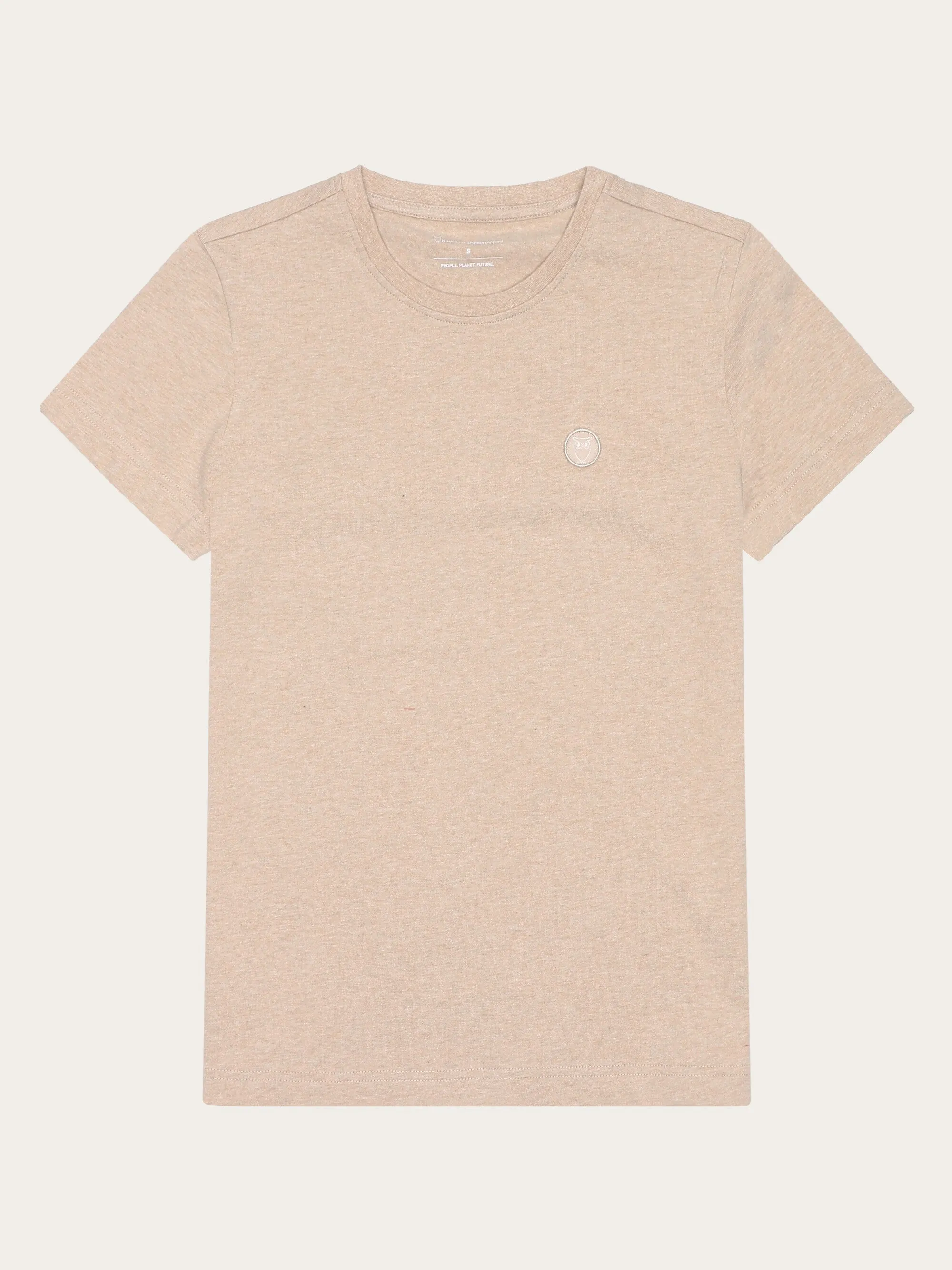 Basic badge tee - Regenerative Organic Certified - GOTS/Vegan - Safari melange Knowledge Cotton