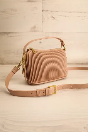 Bella Beige | Vegan Leather Pleated Handbag