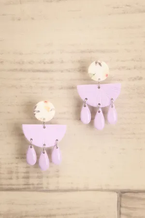 Boheme Lilac | Textured Half-Moon Pendant Earrings