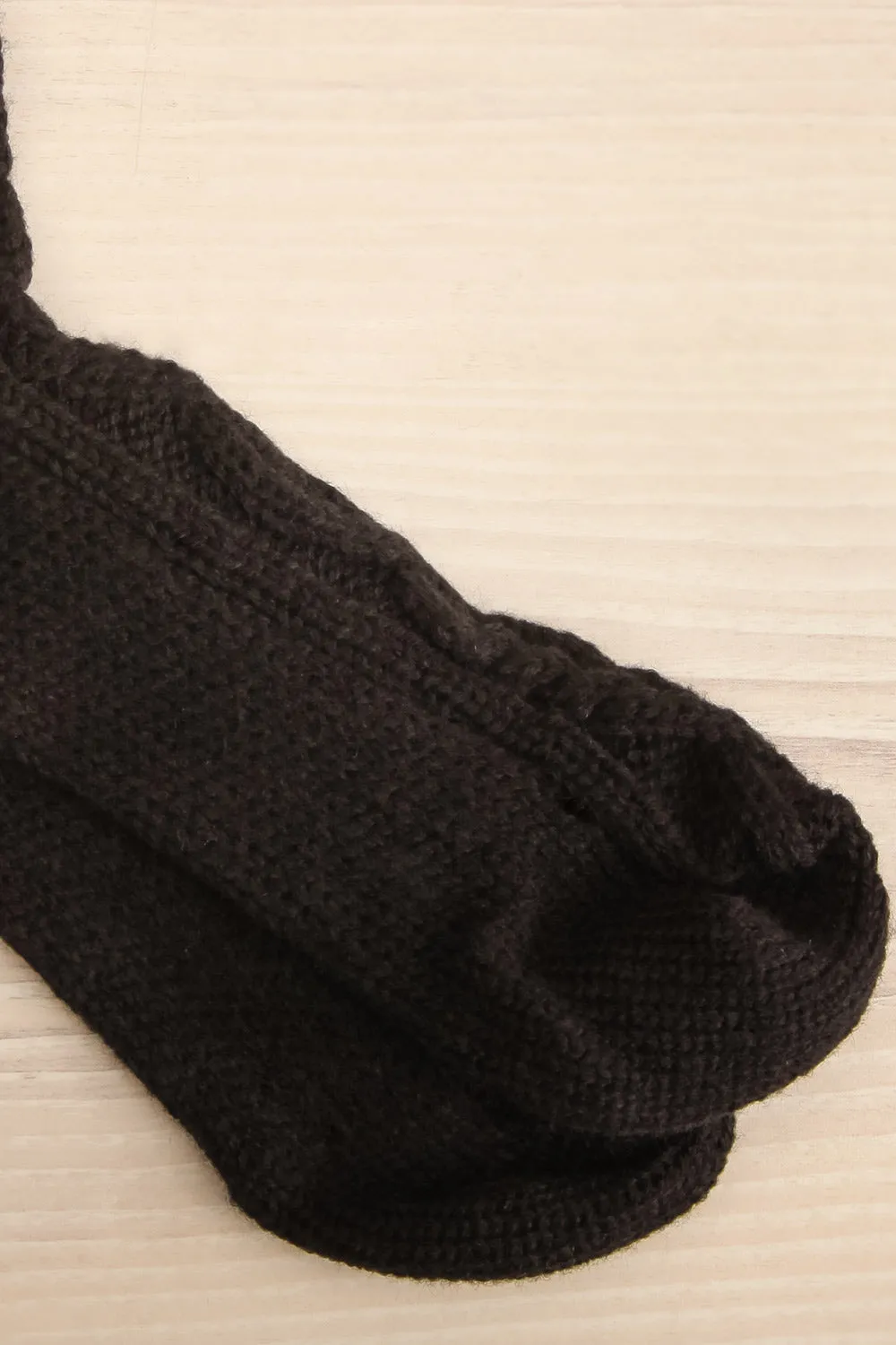 Bois Cannelle Black | Cable Knit Knee-High Socks