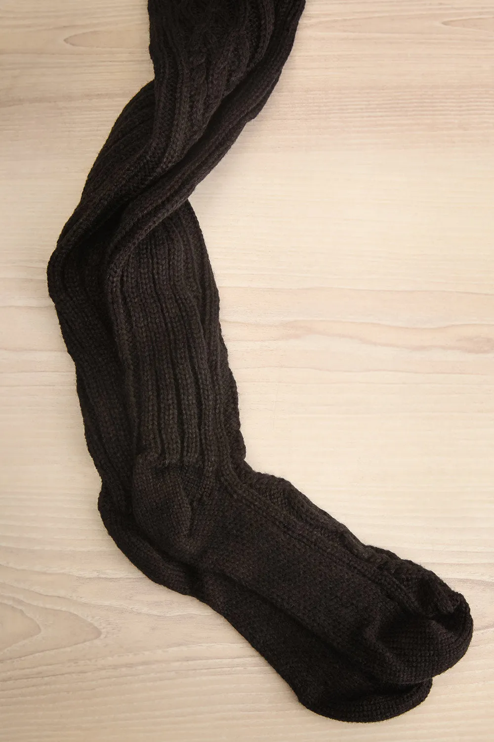 Bois Cannelle Black | Cable Knit Knee-High Socks