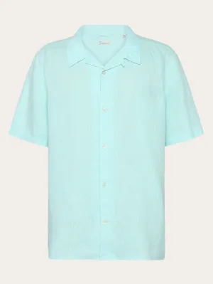 Box fit short sleeved linen shirt - Aqua-Esque Knowledge Cotton