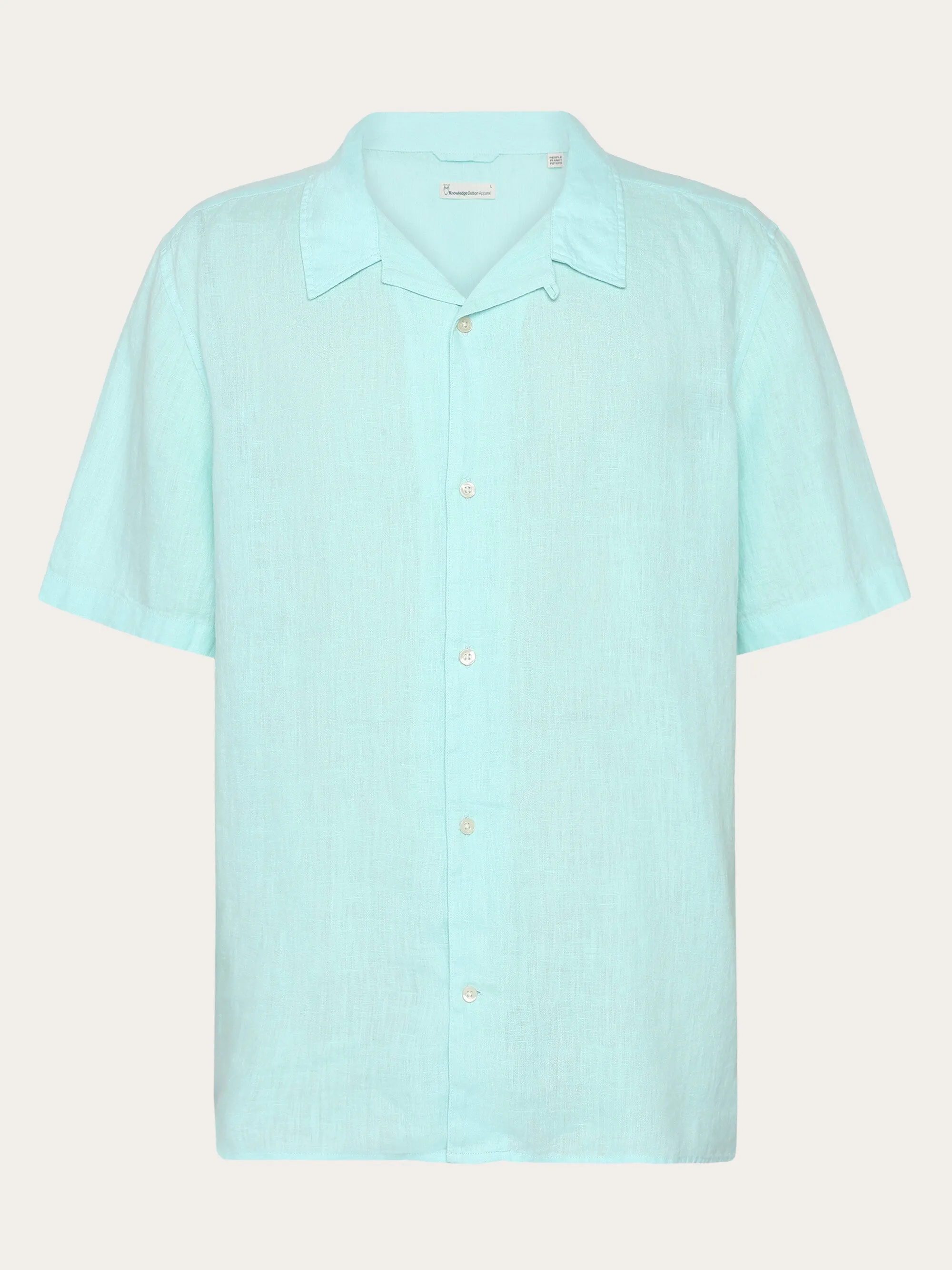 Box fit short sleeved linen shirt - Aqua-Esque Knowledge Cotton