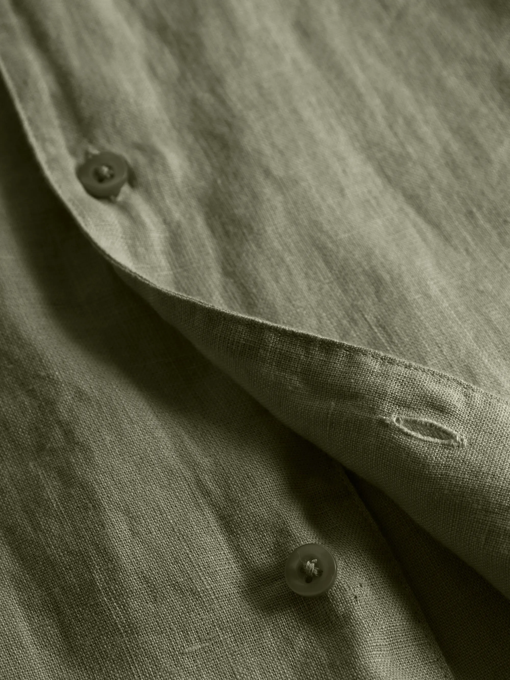 Box fit short sleeved linen shirt - Burned Olive Knowledge Cotton