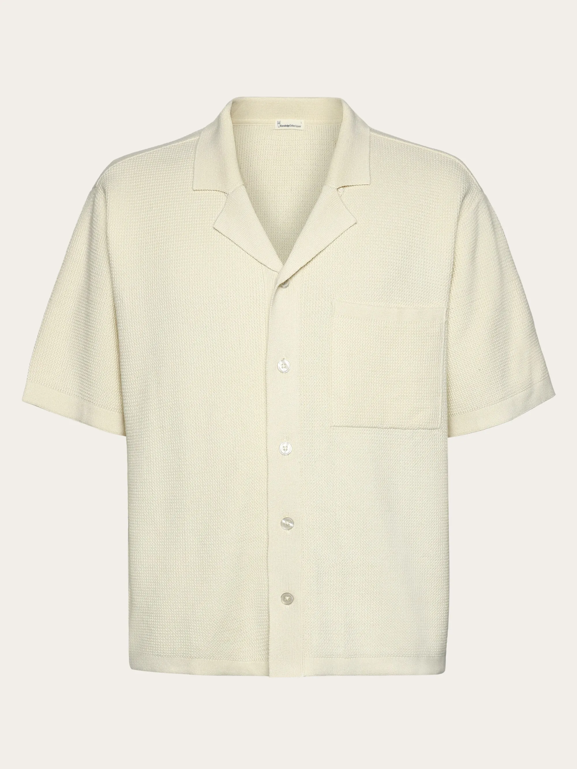 Boxy short sleeve structured knitted shirt - Regenerative Organic Certified - GOTS/Vegan - Egret Knowledge Cotton