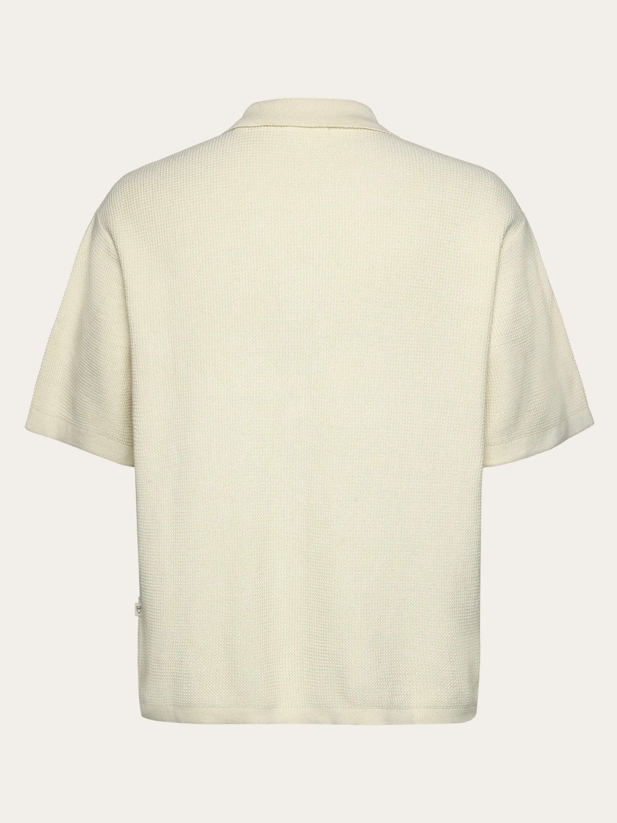 Boxy short sleeve structured knitted shirt - Regenerative Organic Certified - GOTS/Vegan - Egret Knowledge Cotton