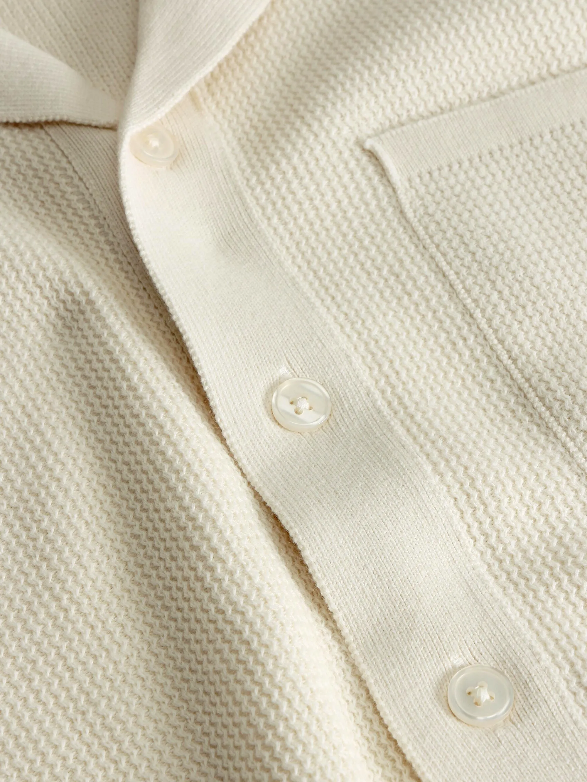 Boxy short sleeve structured knitted shirt - Regenerative Organic Certified - GOTS/Vegan - Egret Knowledge Cotton