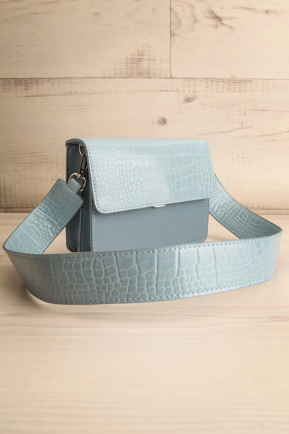 Brazzaville Blue | Half-Croc Crossbody Bag