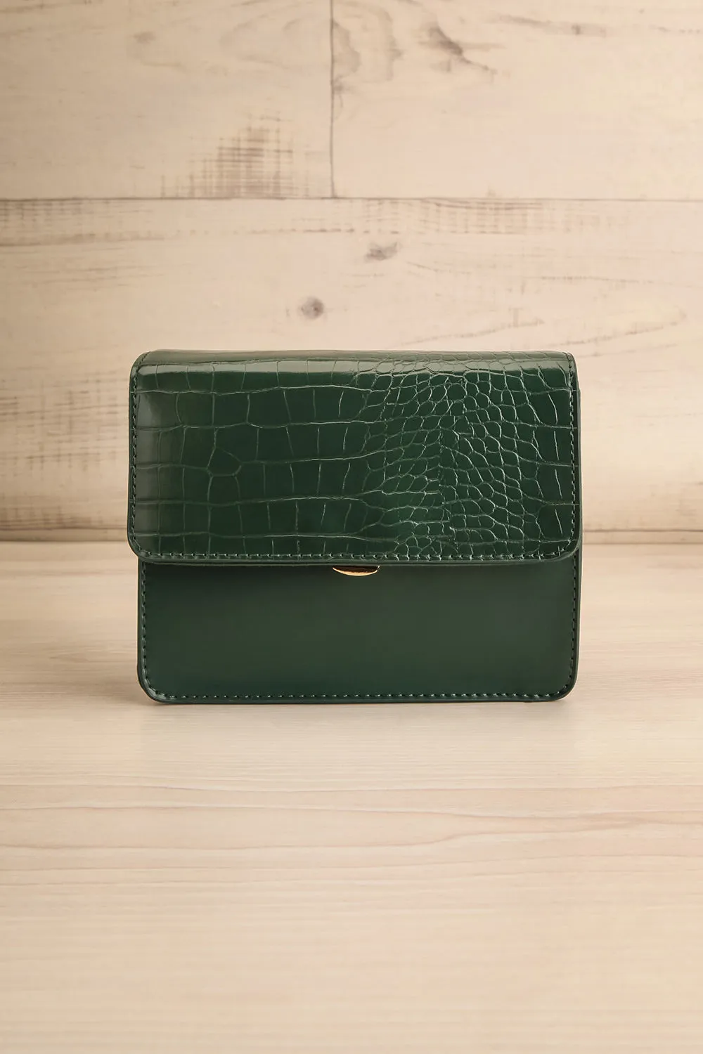 Brazzaville Green | Half-Croc Crossbody Bag