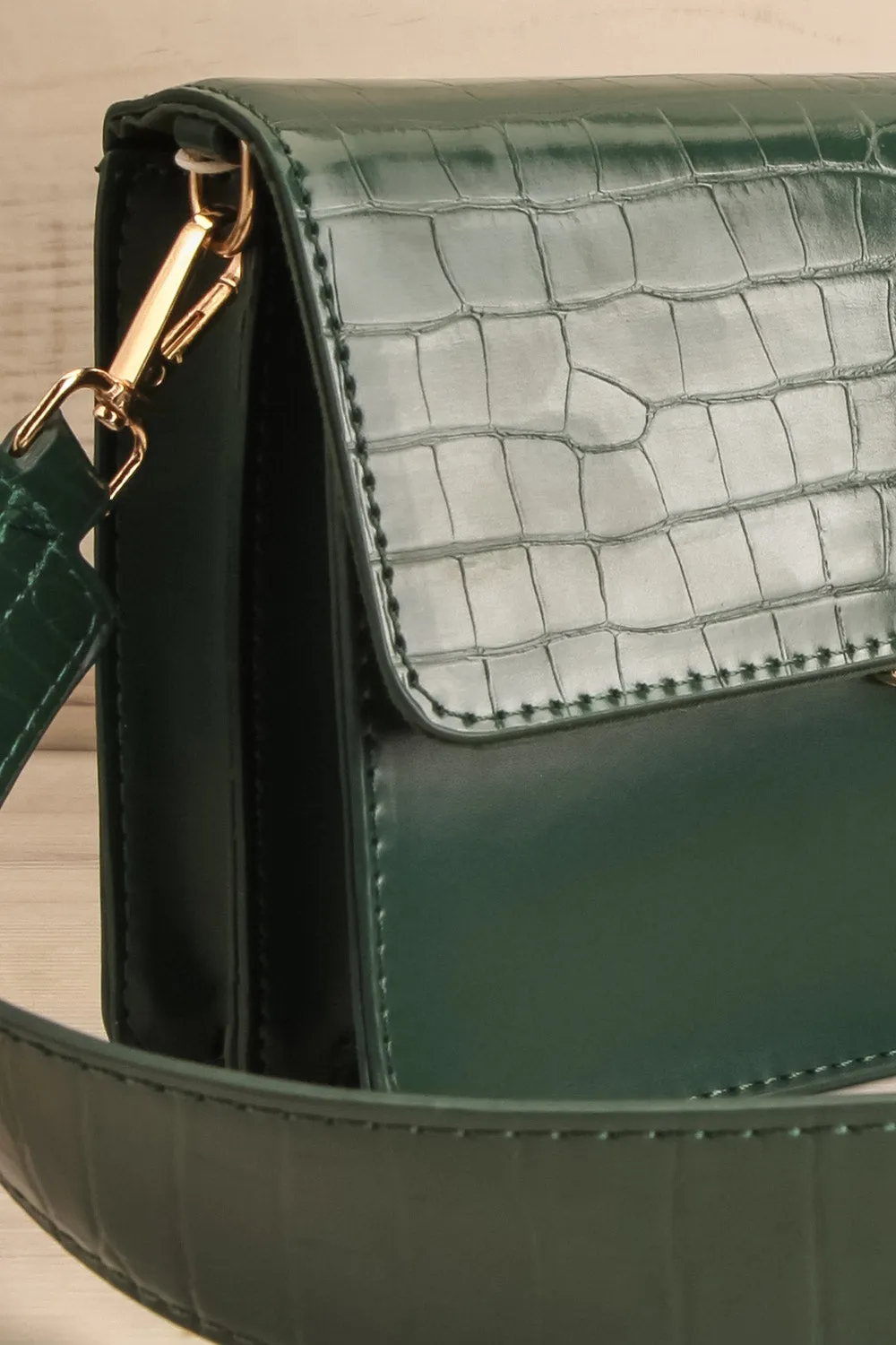 Brazzaville Green | Half-Croc Crossbody Bag