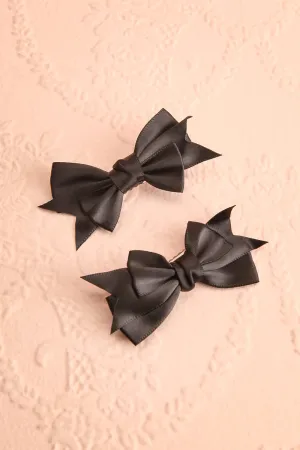 Briana Black | Set of 2 Silky Bow Hair Clips
