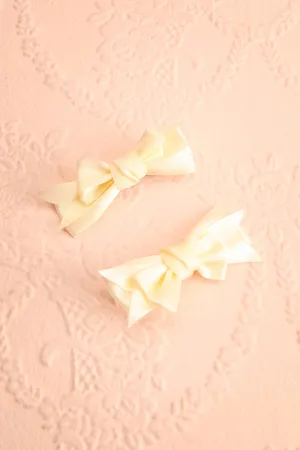 Briana Ivory | Set of 2 Silky Bow Hair Clips