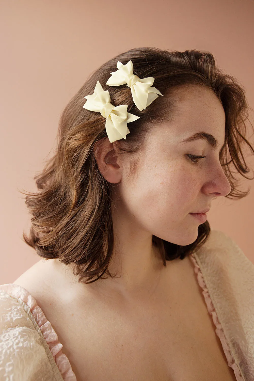 Briana Ivory | Set of 2 Silky Bow Hair Clips