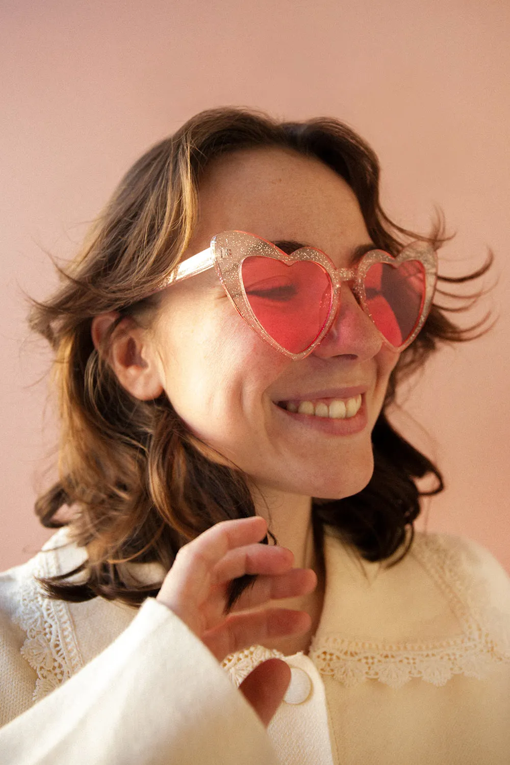 Cancun Pink Glossy | Heart-Shaped Sunglasses