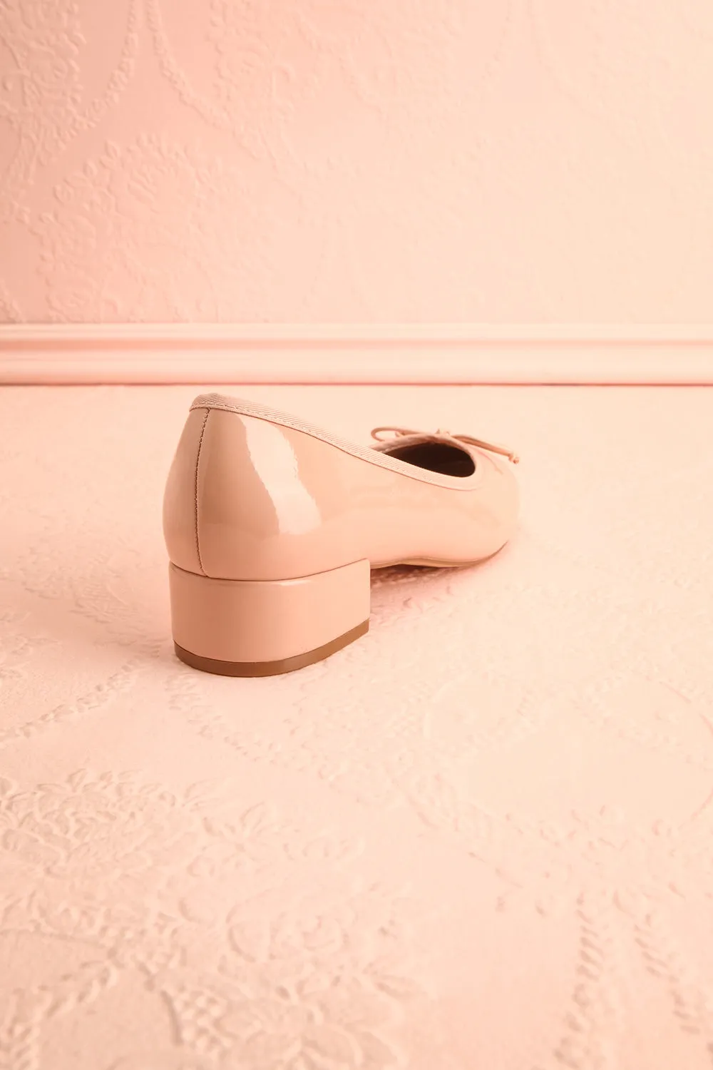 Celastina Blush | Heeled Ballet Shoes w/ Bow