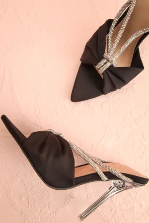 Chamaeleon Black | Pointed-Toe Heels w/ Sequin Knot