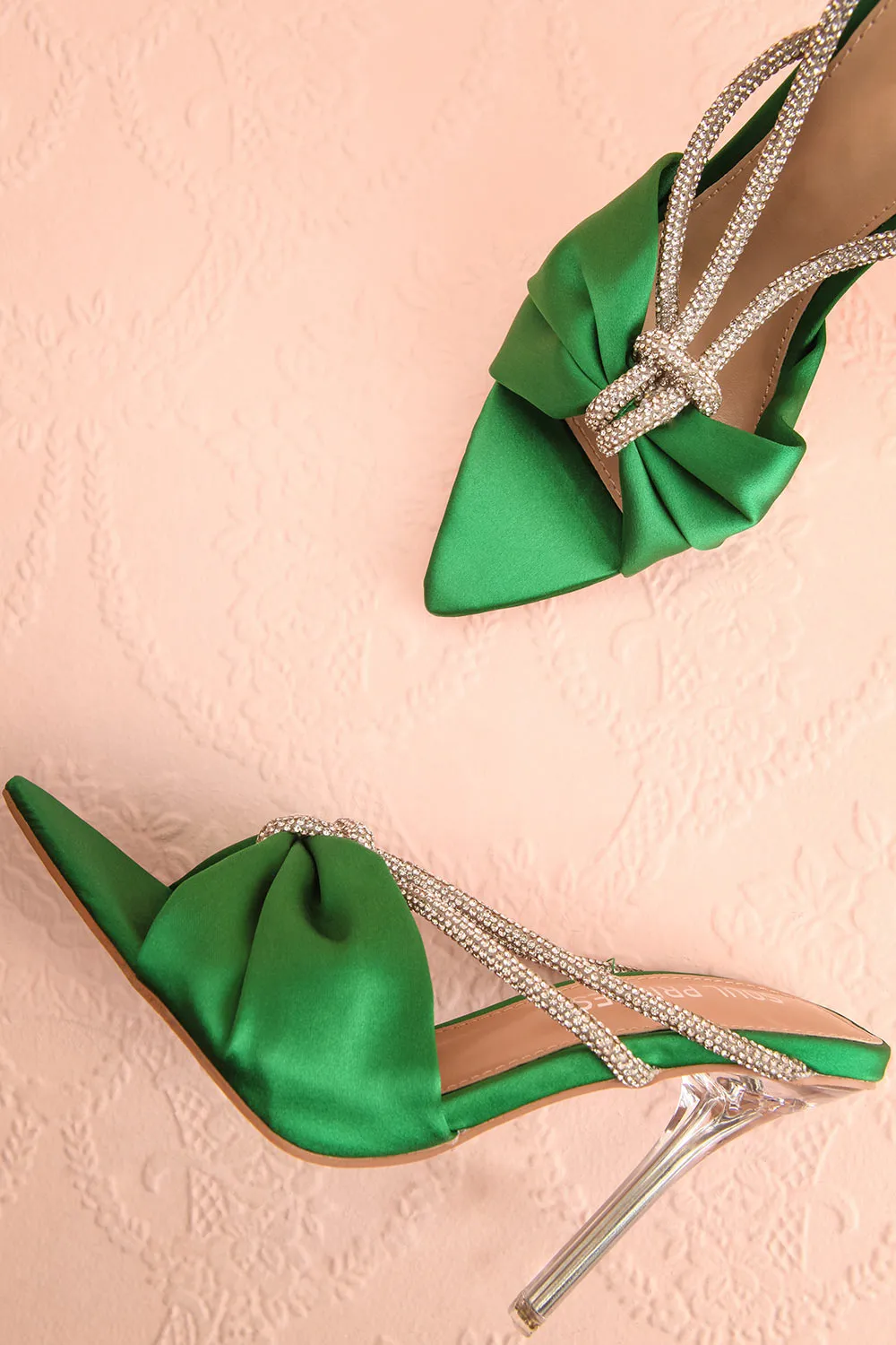 Chamaeleon Green | Pointed-Toe Heels w/ Sequin Knot