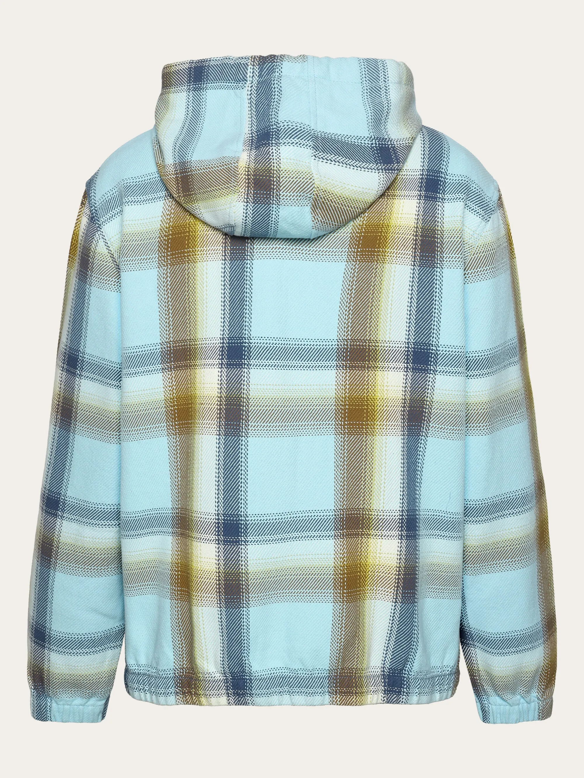 Checked hoodie twill zipper jacket - GOTS/Vegan - Navy Knowledge Cotton