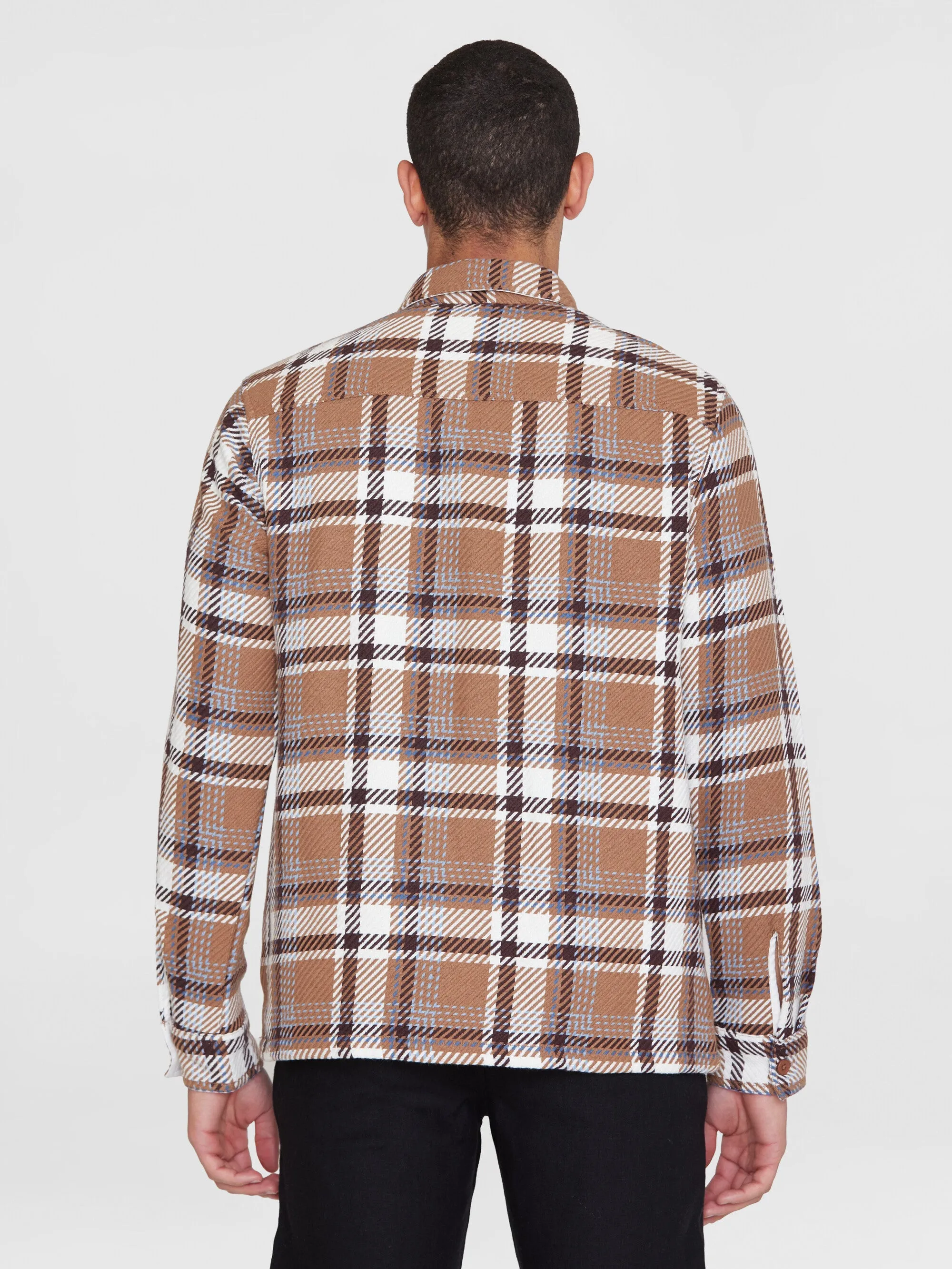 Checked overshirt - GOTS/Vegan - Brown check Knowledge Cotton