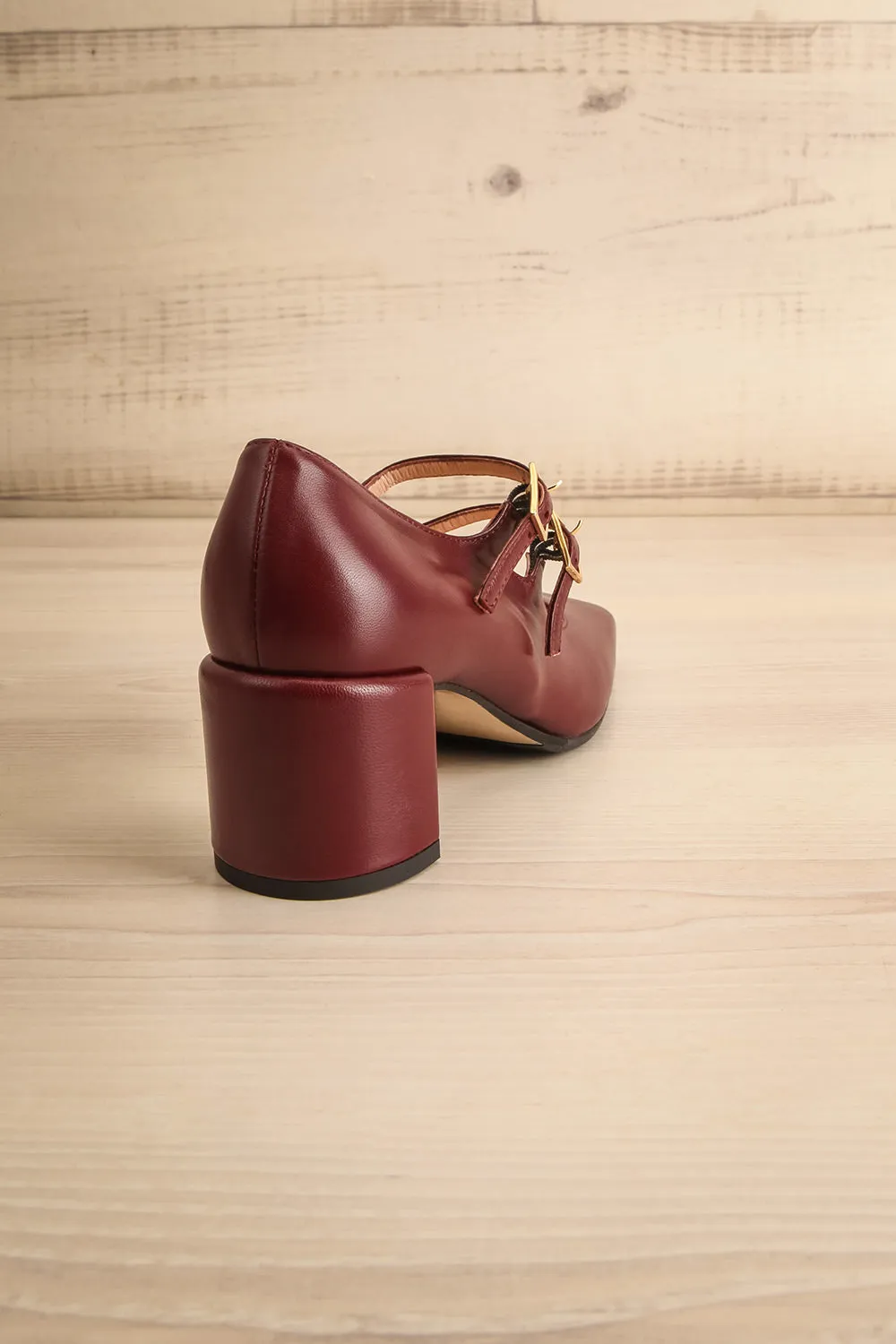 Chiredzi Burgundy | Pointed Toe Mary-Jane Heels
