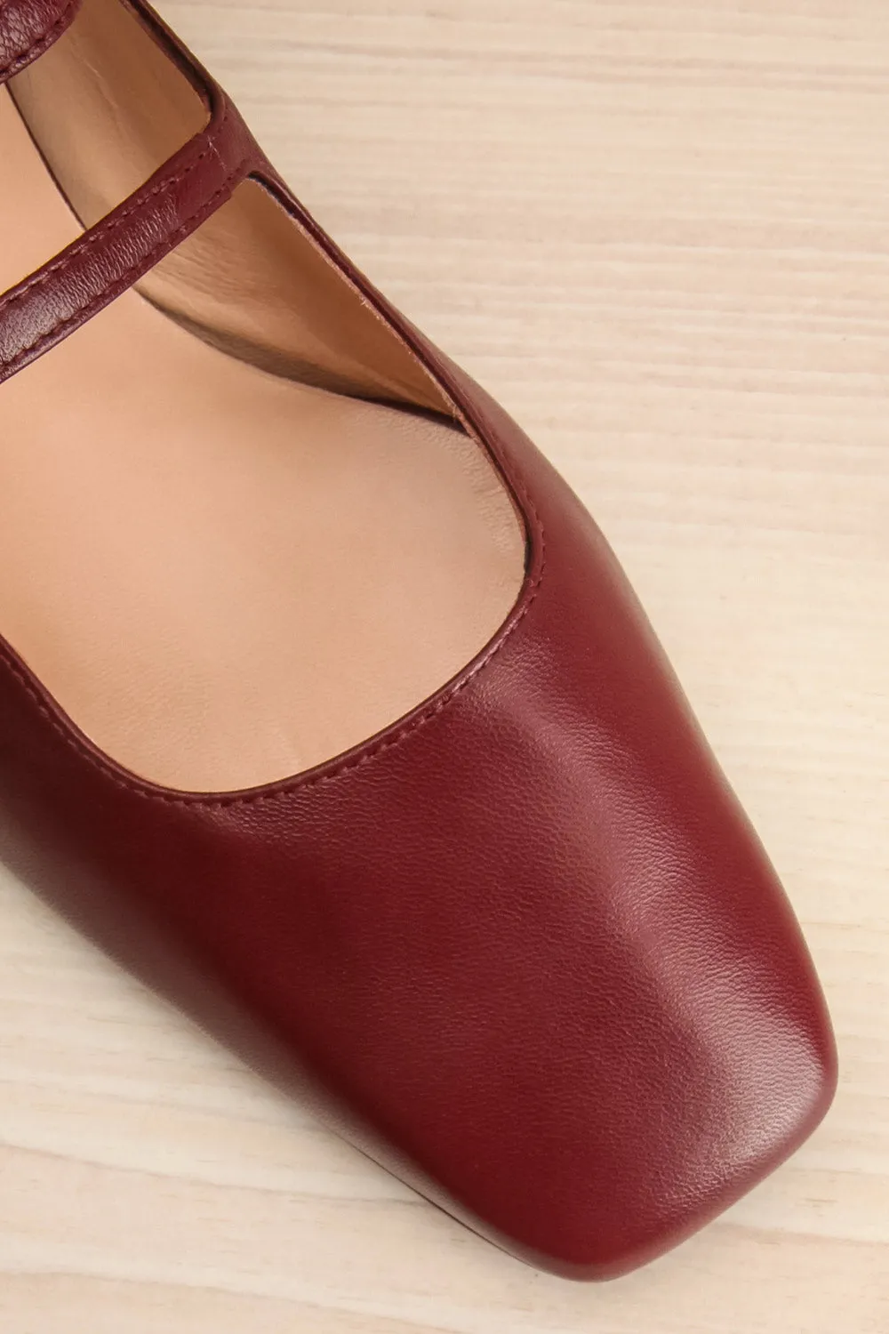 Chiredzi Burgundy | Pointed Toe Mary-Jane Heels