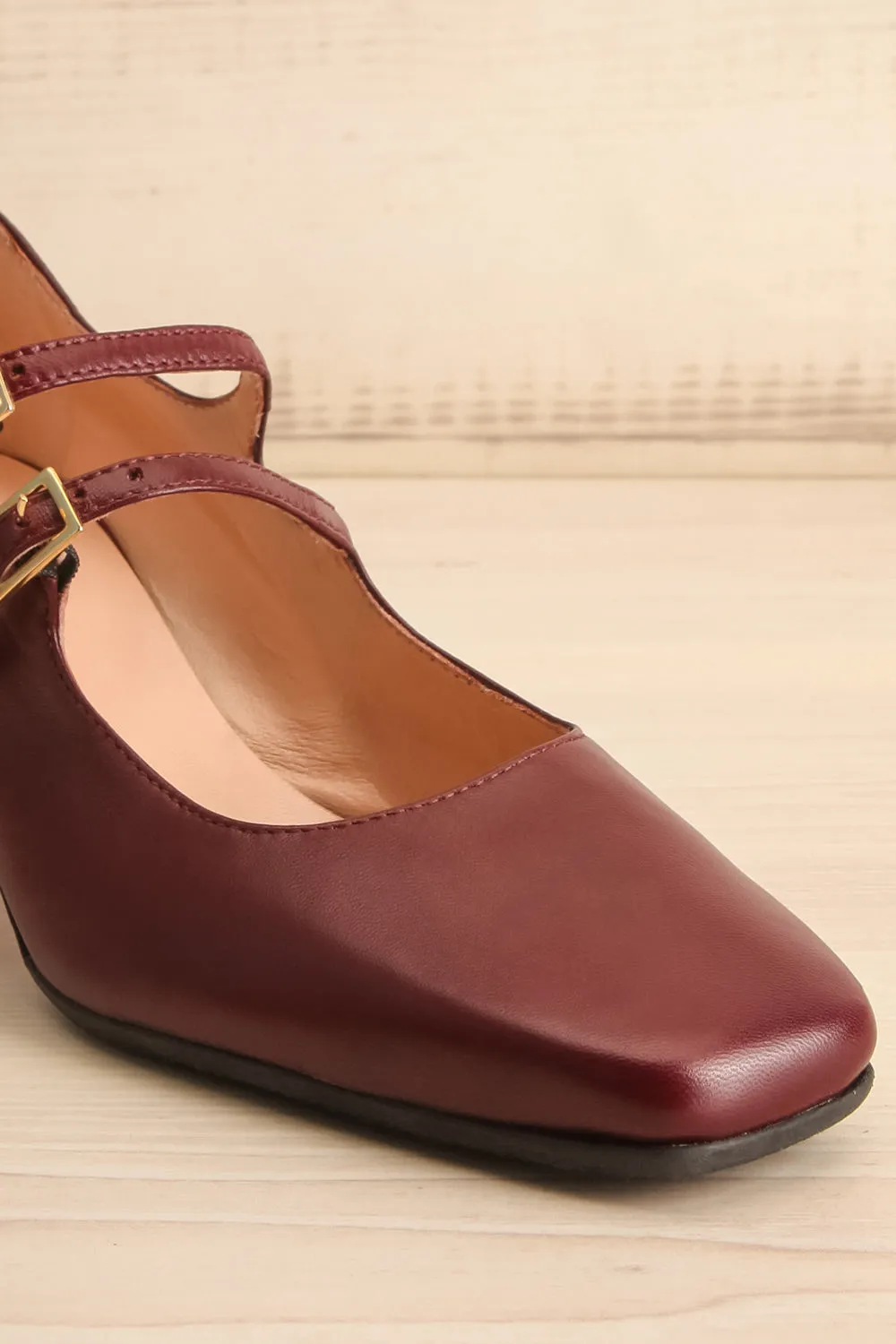 Chiredzi Burgundy | Pointed Toe Mary-Jane Heels