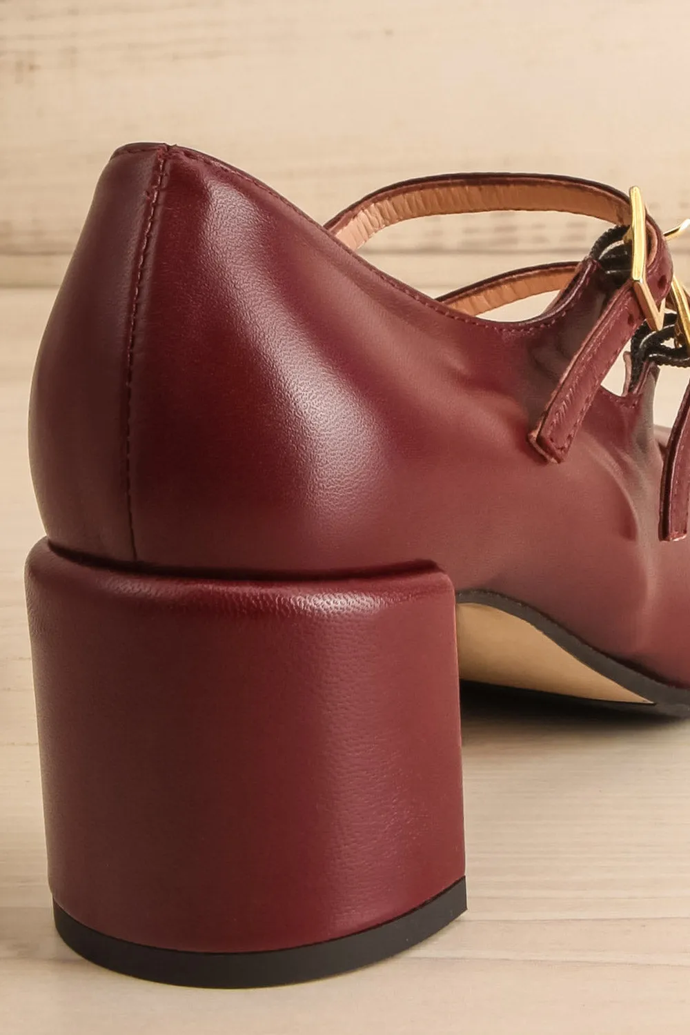 Chiredzi Burgundy | Pointed Toe Mary-Jane Heels
