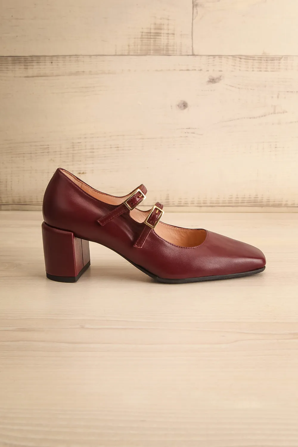 Chiredzi Burgundy | Pointed Toe Mary-Jane Heels