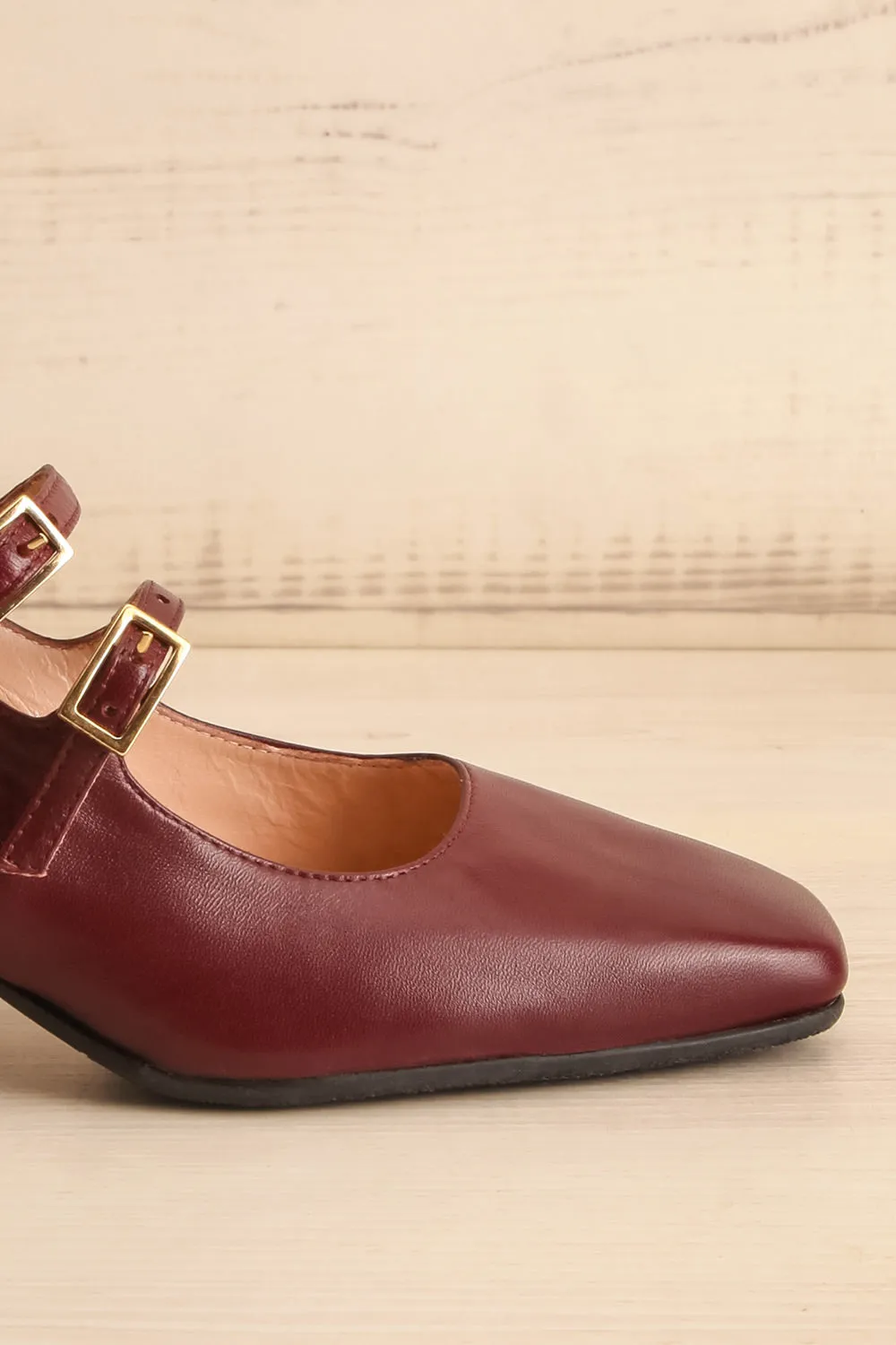 Chiredzi Burgundy | Pointed Toe Mary-Jane Heels