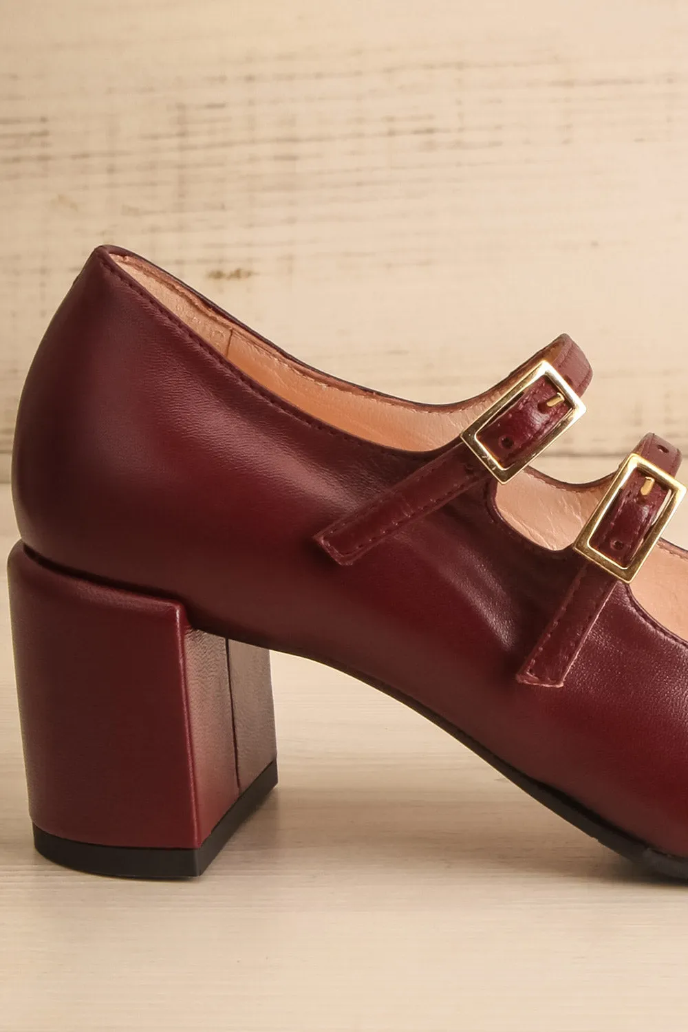 Chiredzi Burgundy | Pointed Toe Mary-Jane Heels