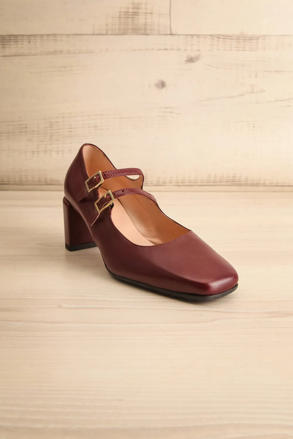 Chiredzi Burgundy | Pointed Toe Mary-Jane Heels