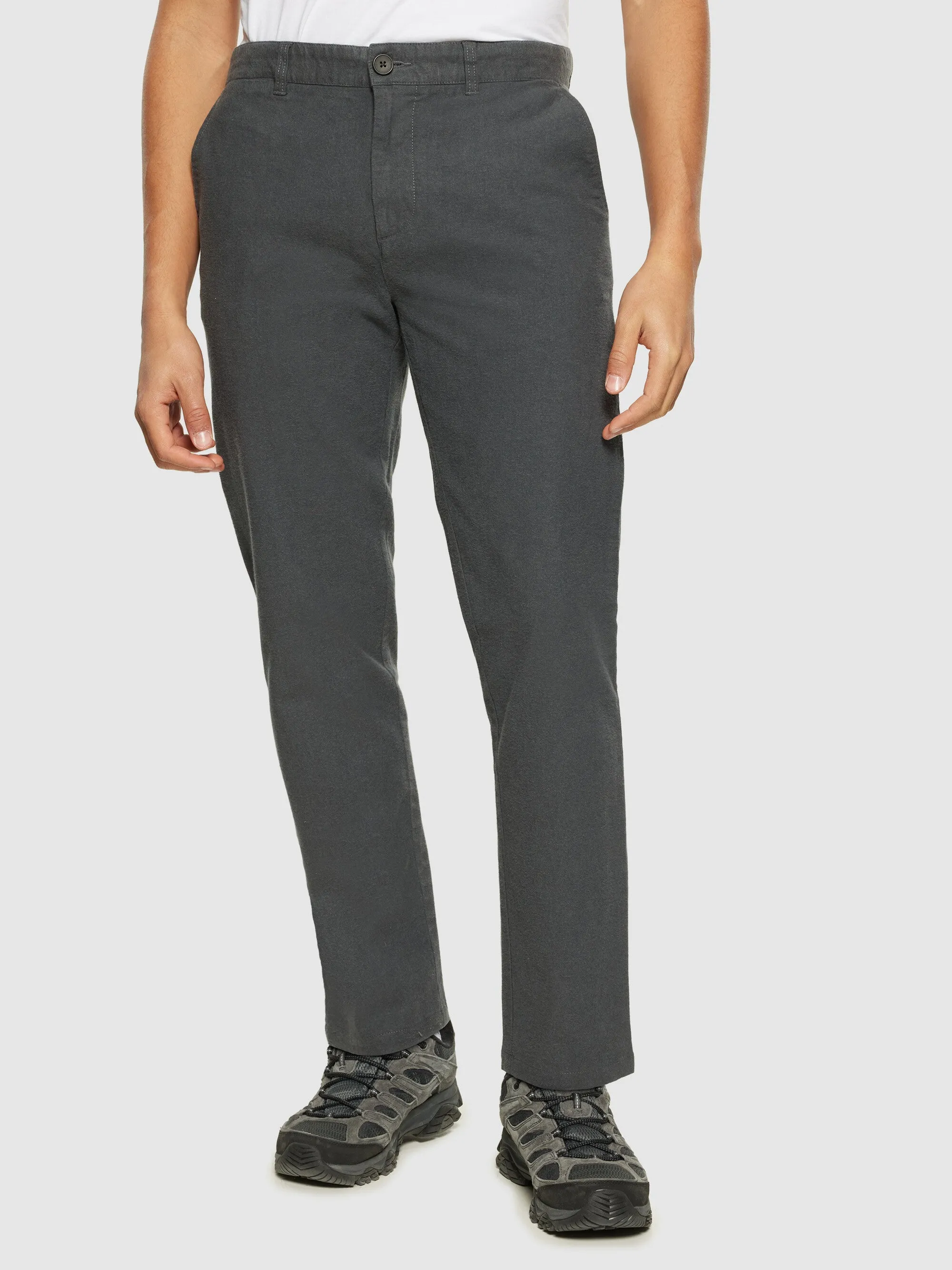 CHUCK regular flannel chino pants - Gray Pinstripe Knowledge Cotton
