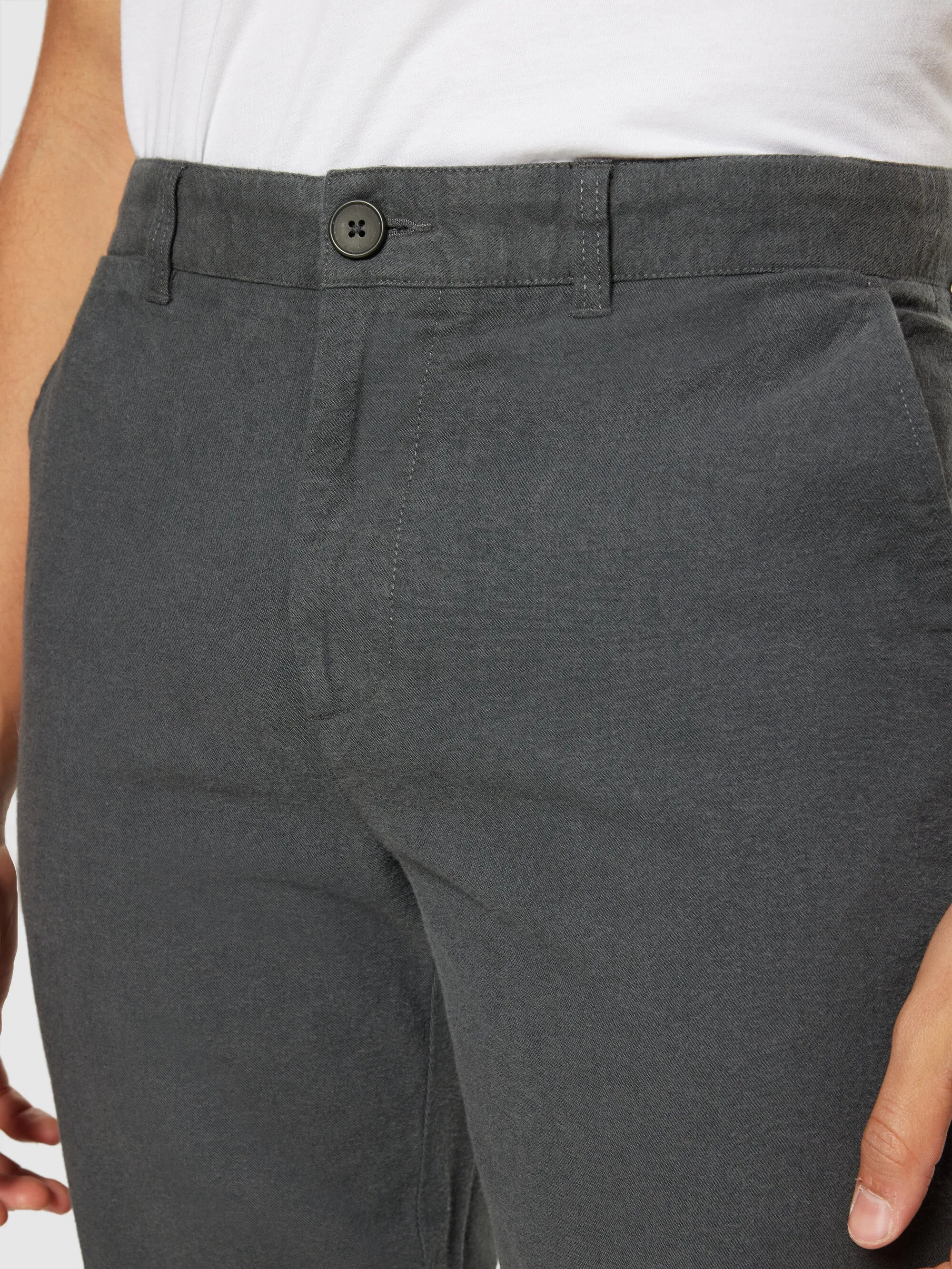 CHUCK regular flannel chino pants - Gray Pinstripe Knowledge Cotton