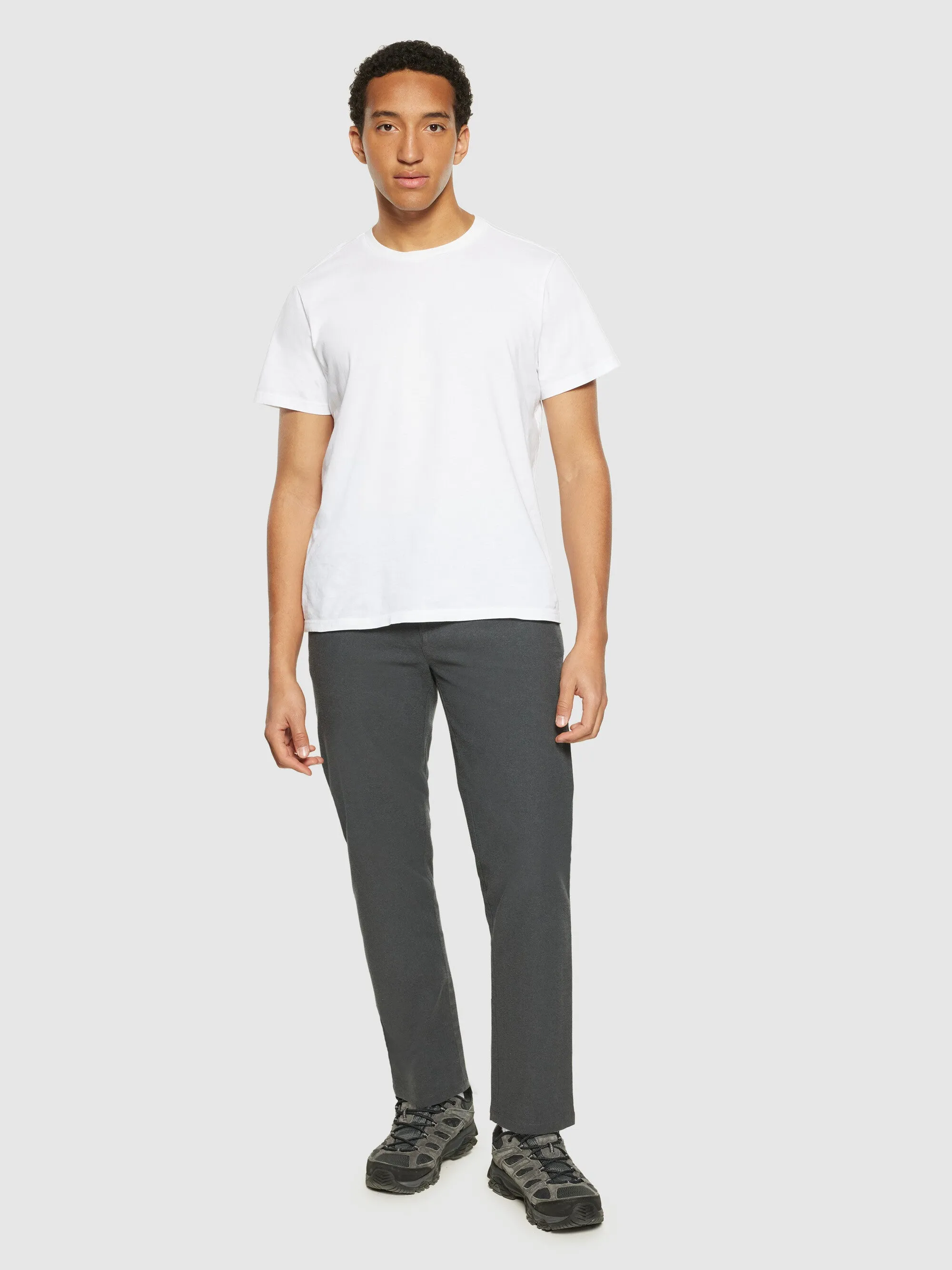 CHUCK regular flannel chino pants - Gray Pinstripe Knowledge Cotton