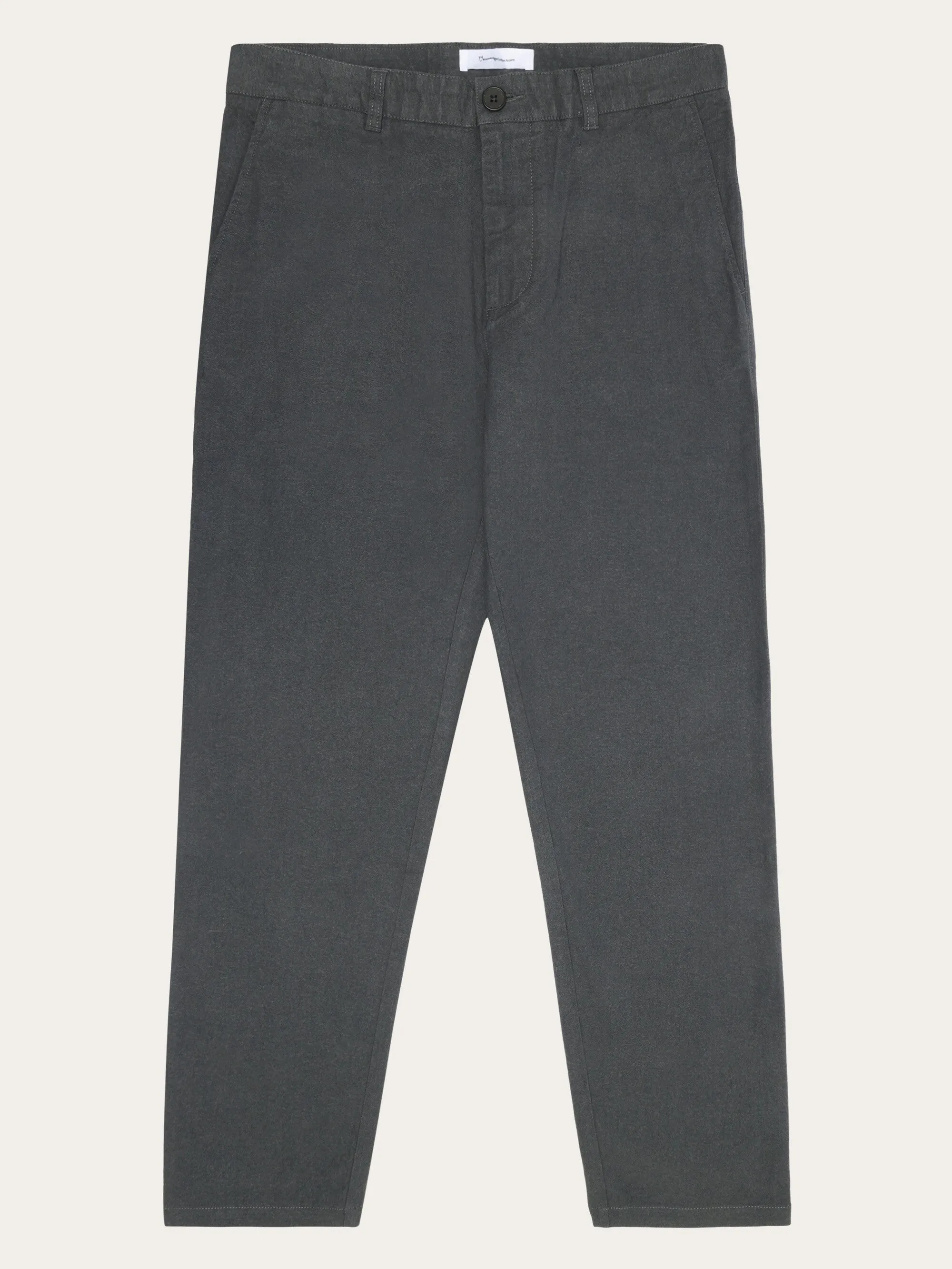 CHUCK regular flannel chino pants - Gray Pinstripe Knowledge Cotton